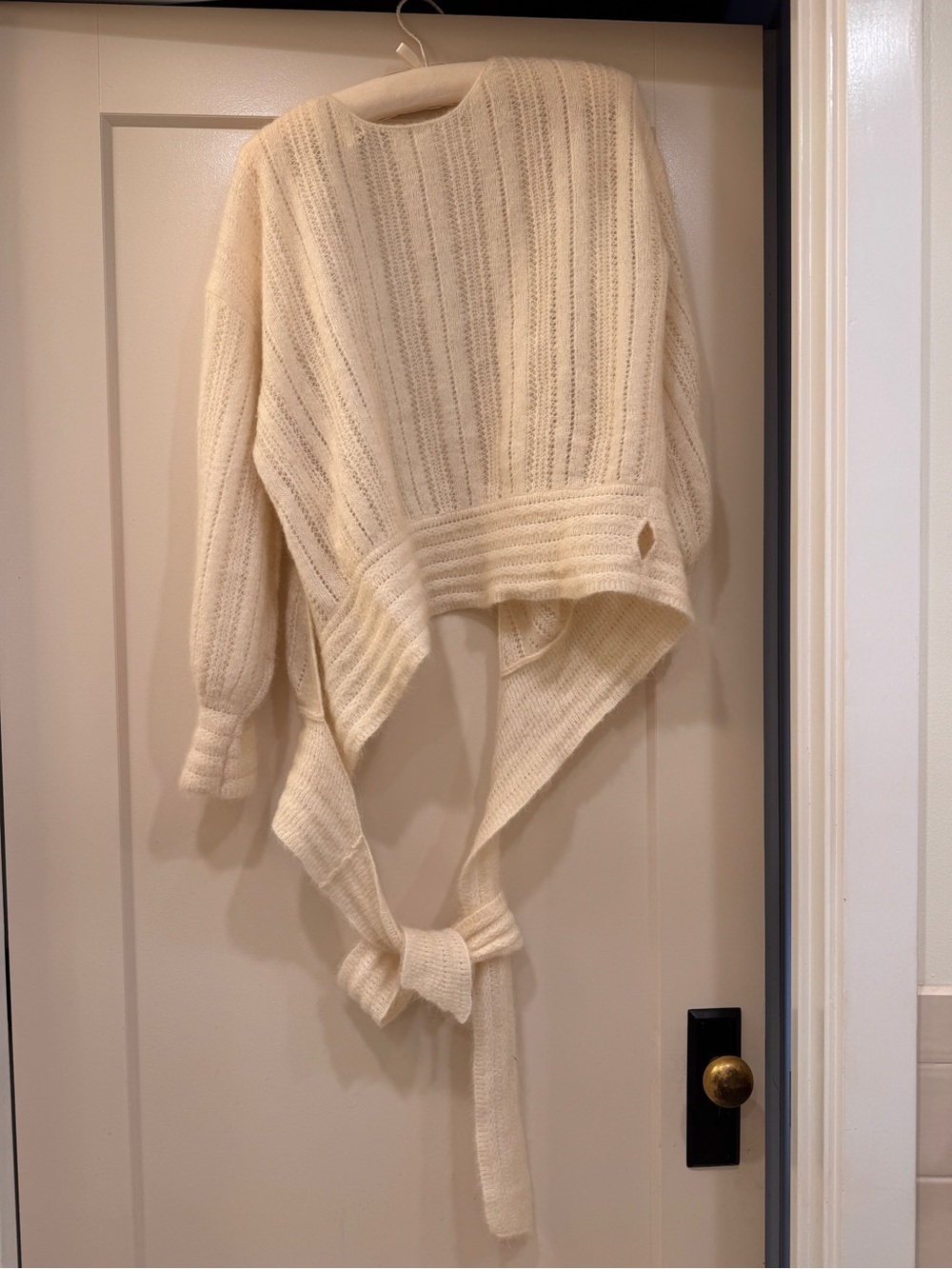 Sezane Ivory Wrap Mohair Sweater - Coeur Jumper in Ecru - Picture 5 of 9